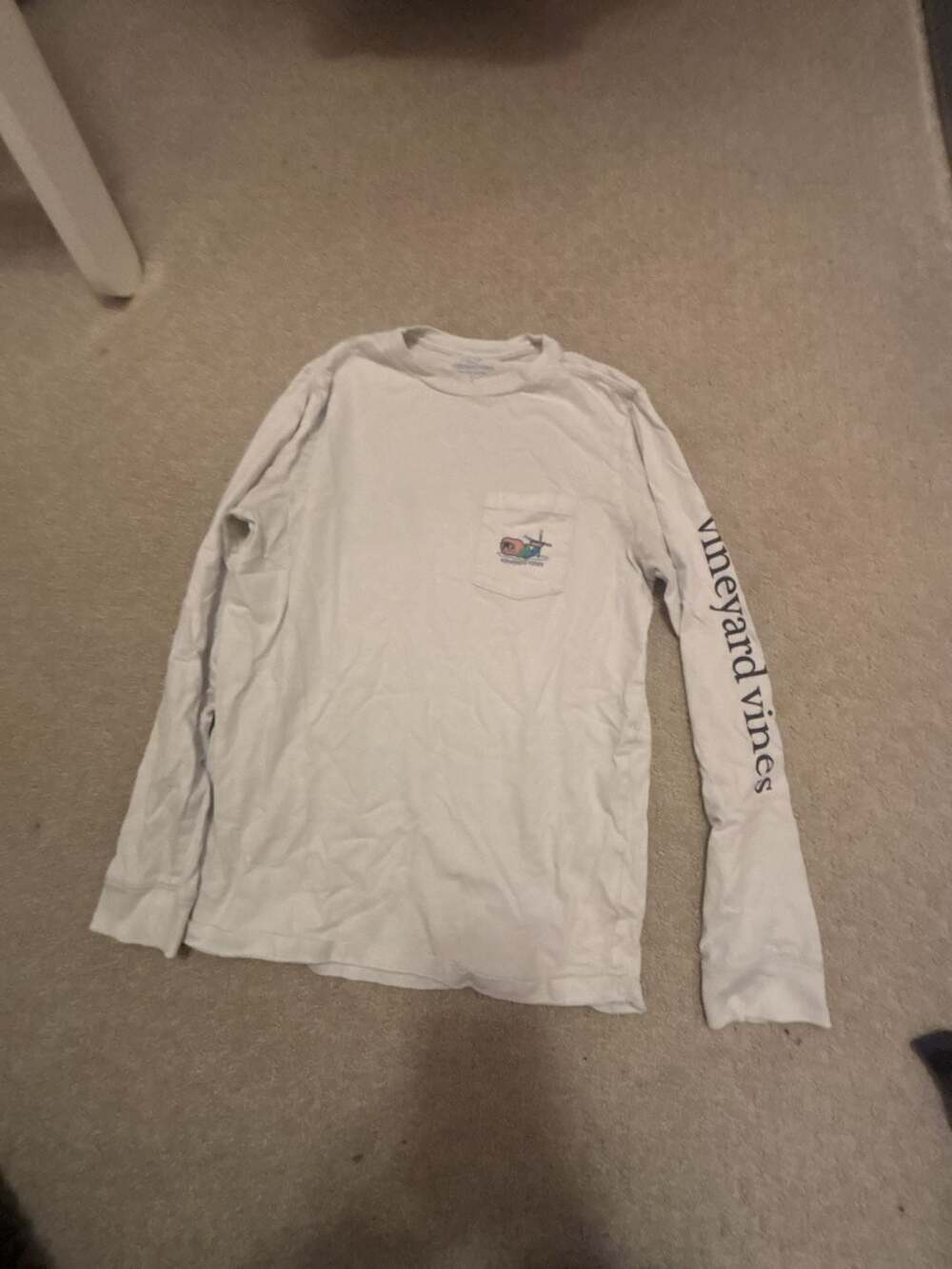 Kids Vineyard Vines Skiing Whale Long Sleeve Pocket T-Shirt Size L